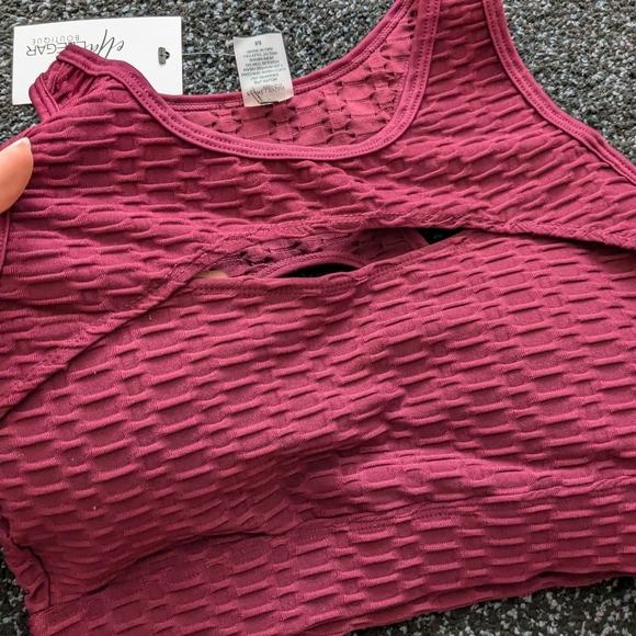 Brand new Bra + leggings Burgundy and fancy fit jacket workout set Women size M - Picture 6 of 15
